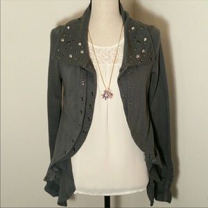 We the Free Gray-Green Embellished Jacket.